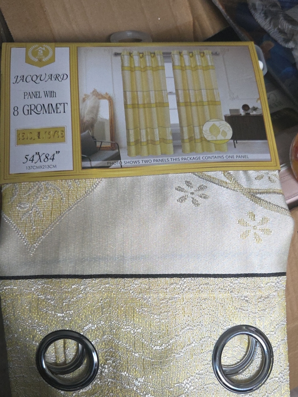 Gold and Cream Grommet Curtain Panel